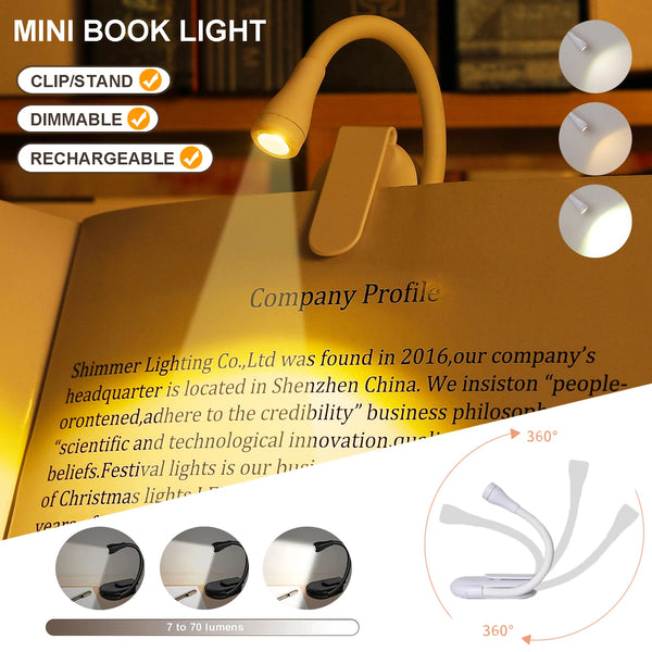 Portable Mini Book Clip-On LED USB Lamp
