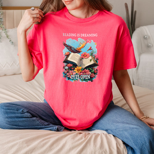 "Reading Is Dreaming with Your Eyes Open" – 100% Cotton Tee