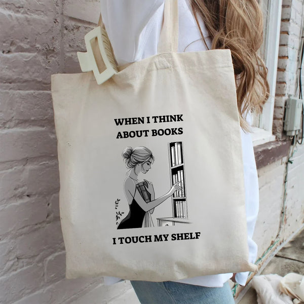 When I Think About Books – Cotton Canvas Tote Bag