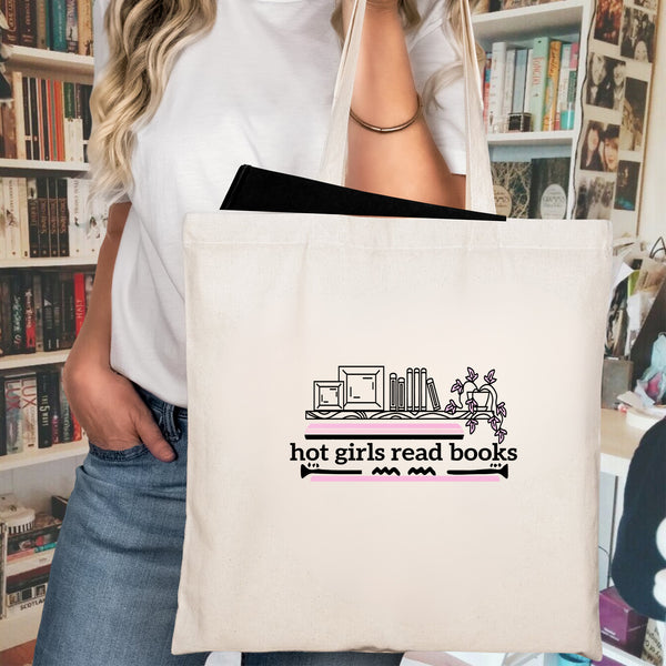 Hot Girls Read Books – Cotton Canvas Tote Bag