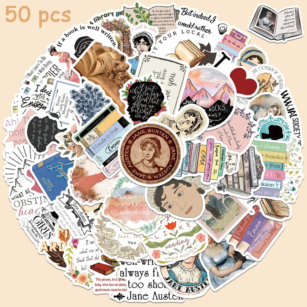 50pcs Novelist jane austen Stickers Aesthetic